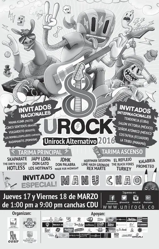 Afiche Oficial Unirock 2016 - Foto: http://unirock.ralaculebra.com