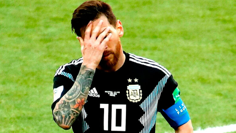 Lionel Messi: el rostro de la frustración argentina. Foto: https://eldoce.tv/videos/deportes/penal-lionel-messi-seleccion-argentina-islandia-mundial-rusia-2018_67571