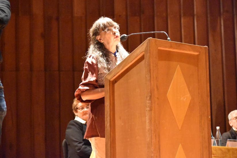 Yanette Bautista en representación de las víctimas.