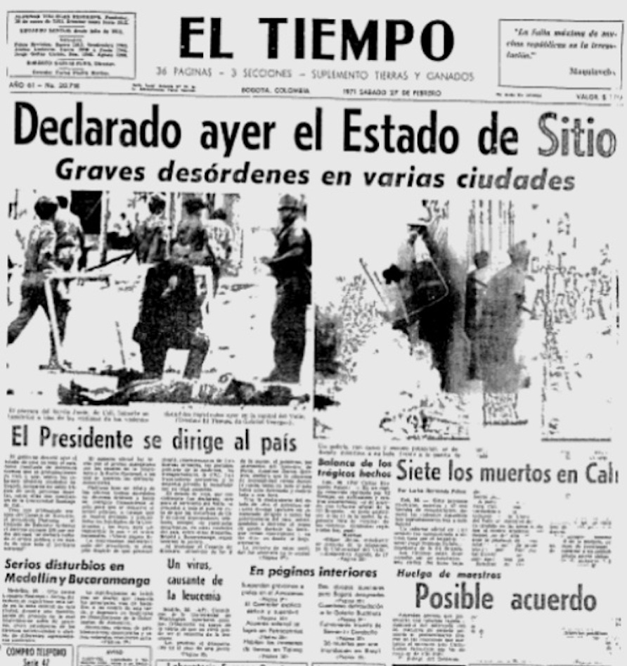 Archivo El Tiempo, febrero 27 de 1971. Foto: https://cartelurbano.com/historias/aquella-utopica-bogota-una-mirada-la-contracultura-de-los-anos-setenta