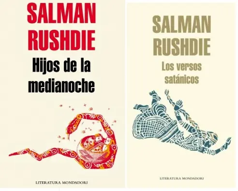 Algunos libros de Salman Rushdie.