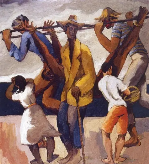 El óleo Frente al mar ganó el segundo puesto en el IX Salón Nacional de Artistas de Bogotá y fue el primer reconocimiento "oficial" a Botero como artista. Foto: elledecor.com 