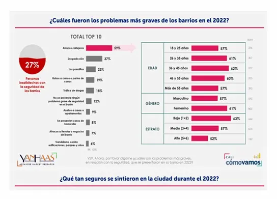 Grafico tomado de la Encuesta de percepción ciudadana 2023. Fuente: Cali, cómo vamos.
