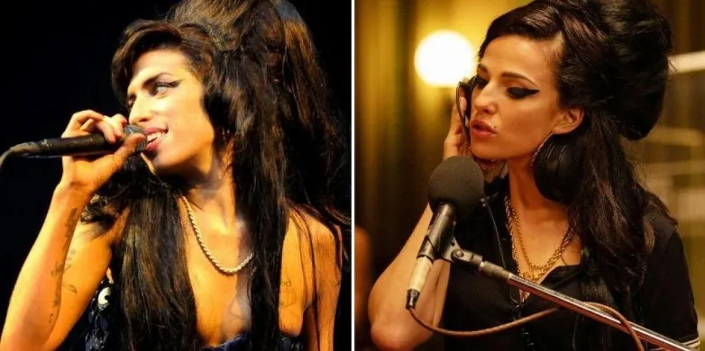 A la izquierda, Amy Winehouse; a la derecha, Marisa Abela, actriz que la interpreta en Back to Black (2024), dirigida por Sam Taylor-Johnson. Foto: Tomada de El Tiempo.