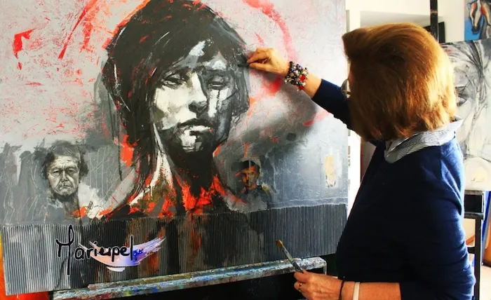 “No toda distancia es ausencia”, de María Esperanza Londoño Jaramillo. Acrílico sobre lienzo). Tamaño: 1.10 x 1.20 cms. Foto: Tomada del Facebook de María Esperanza Londoño Jaramillo. 