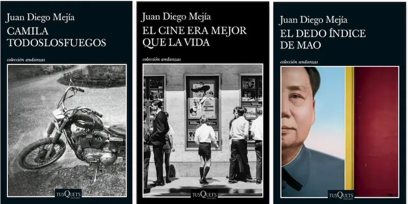 Algunas obras del escritor Juan Diego Mejía. Foto: Tusquets.