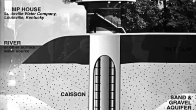 Filtración de agua en lecho de río. Louisville Water Company, Louisville, Kentucky. Foto: Instituto CINARA, Universidad del Valle