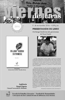 Flyer de la presentación del libro “Un largo invierno sin promesas” del escritor y docente .scar Osorio - Foto: Centro Virtual Isaacs – Humanidades a través de www.univalle.edu.co