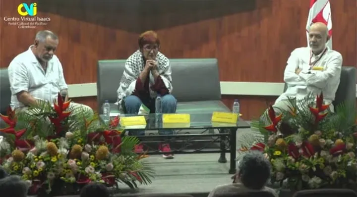 Gabriel Uribe, Patricia Ariza y Darío Henao Restrepo. Foto: Centro Virtual Isaacs.