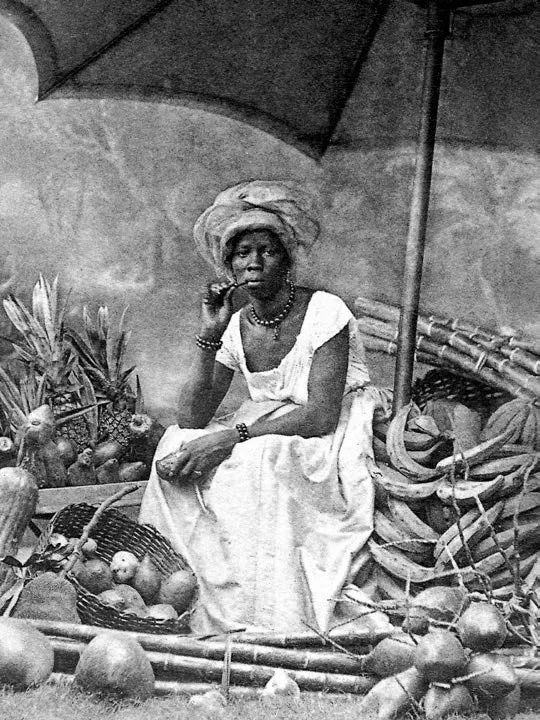 Esclava vendiendo sus productos