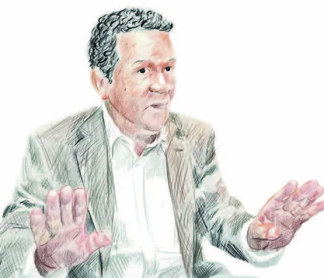 Óscar Collazos (Bahía Solano, Chocó, 29 de agosto de 1942 – Bogotá, 17 de mayo de 2015). Ilustración: Álvaro Tuberquia.