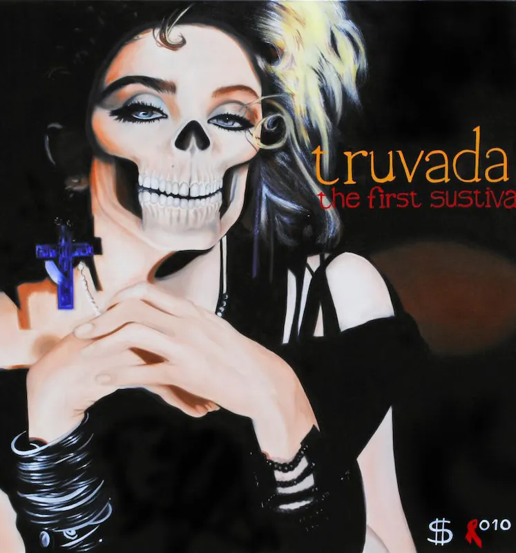 Pintura de Gianni Scardovi buscando crear consciencia sobre el uso de Truvada - Foto tomada de: http://www.celesteprize.com/artwork/ido:123826/