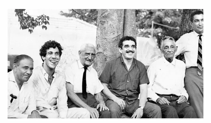 De derecha a izquierda: Clemente Quintero, Álvaro Cepeda Samudio, Roberto Pavajeau, Gabriel García Márquez, Hernando Molina Maestre y Rafael Escalona. Foto: Gustavo Vásquez / Archivo EL TIEMPO