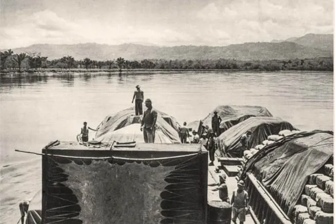 Planchón para el transporte de mercaderías sobre el río Magdalena. Foto: Erich Arendt.