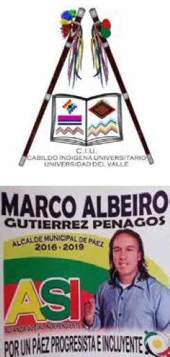 Logos Tejiendo estrategias de resistencia y Campaña Marco Albeiro Gutiérrez - Fotos: Facebook CIU