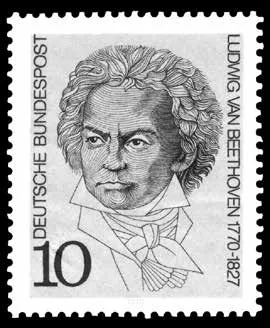 Sello postal de la República Federal Alemana (1970), en conmemoración del bicentenario del nacimiento del compositor - Foto tomada de: https://en.wikipedia. org