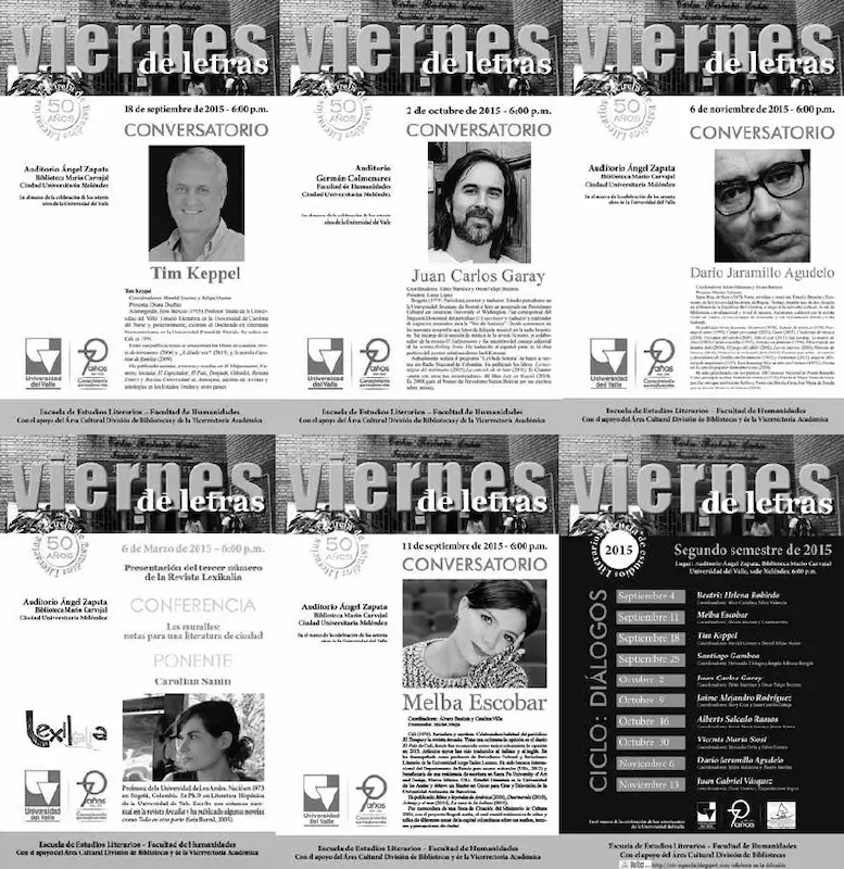 Volantes ciclo de conferencias viernes de letras - Fotos: Facebook Escuela de Estudios Literarios