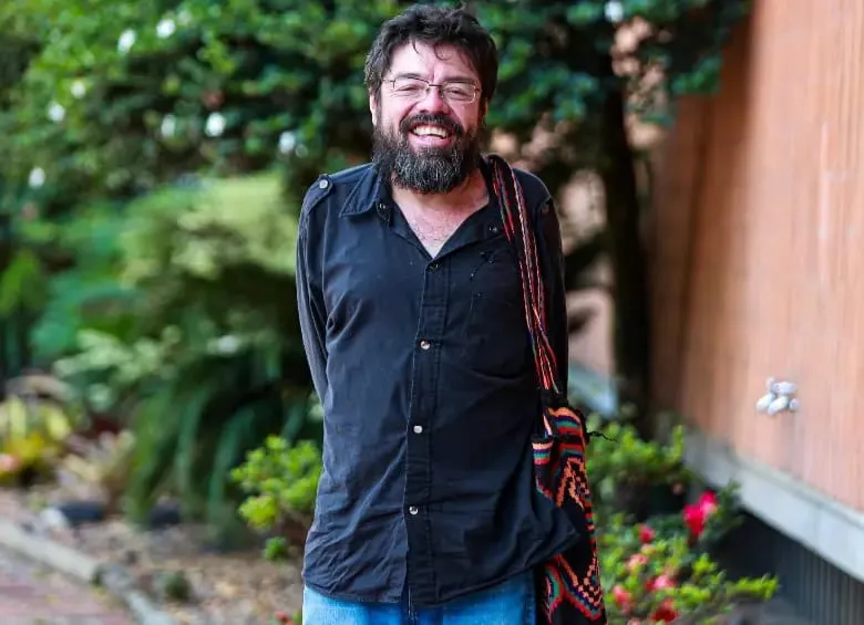 Ubeimar Ríos, poeta, filósofo, docente y actor colombiano. Foto: Manuel Saldarriaga.