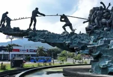 Monumento a la Solidaridad, ubicado en la glorieta de la avenida tercera norte con calle 34, Cali. Foto: Aymer Álvarez.